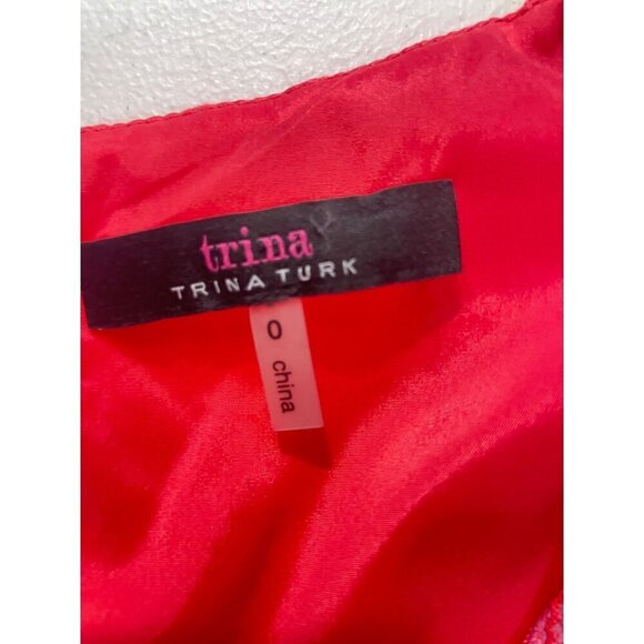 Trina Turk Pink Carpinteria Embroidery eyelet Ruffle Hem Dress size 0 - Picture 7 of 7